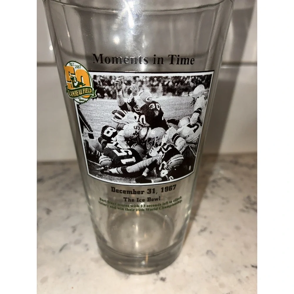 Packers Miller Lite Pint Beer Glass Ice Bowl 1967 Lambeau 50th‎